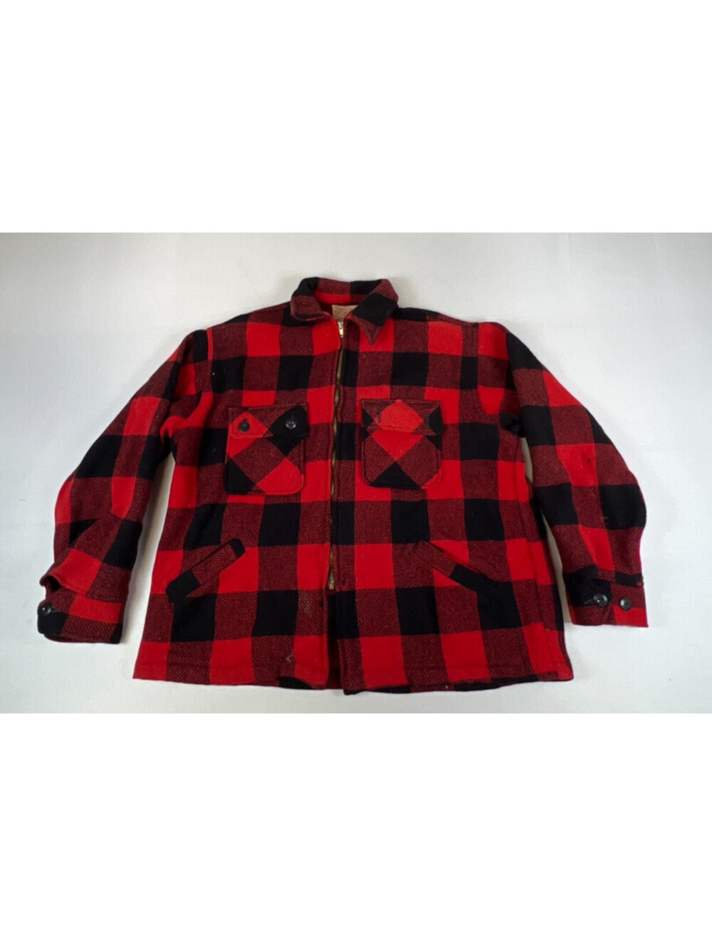 Vintage Five Brother Red Black Buffalo Plaid Wool Hunting Jacket Union Made L